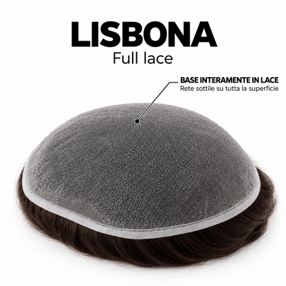 Density 100/110% Hair Prosthesis with Net Base - Lisbon - Ultra-light Full Lace - 100% Natural Hair