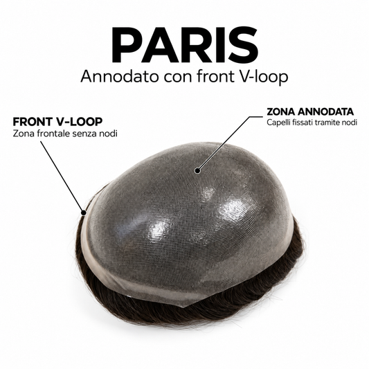 Protesi Capillare Uomo Skin V-Loop e Annodata 0,06 mm – Paris