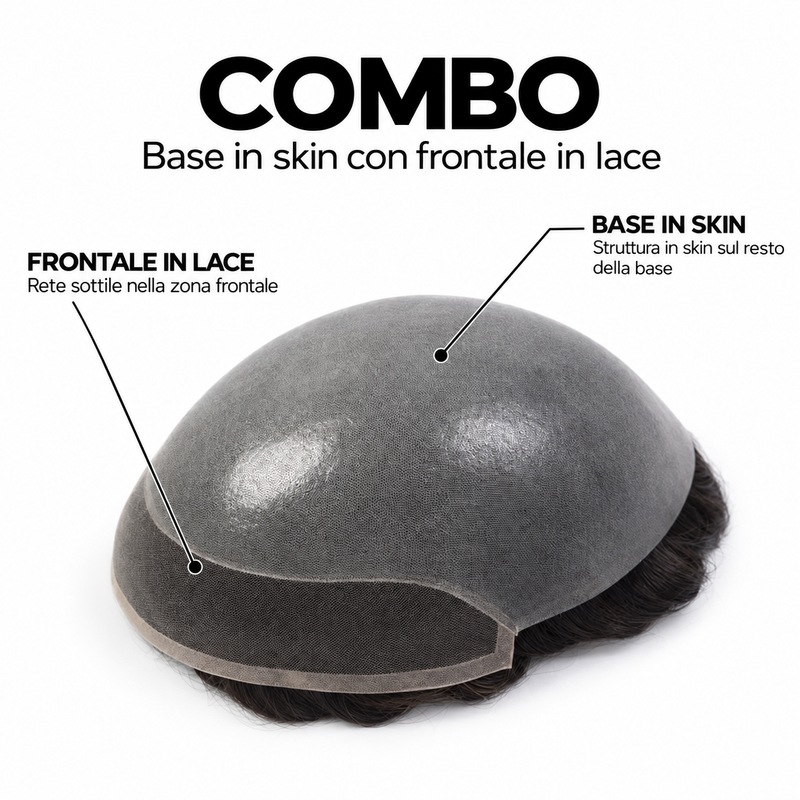 Protesi Capillare Uomo Front Lace + Skin 0,06/0,08 mm – Combo