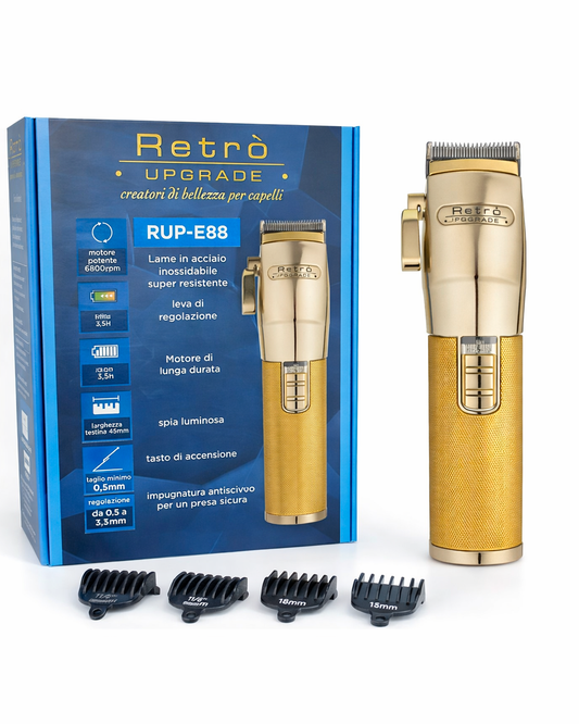 Tagliacapelli Professionale Retrò Upgrade RUP-E88 – Clipper Ricaricabile con Lame in Acciaio Inox