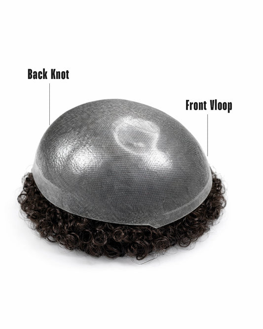 Sottile 06/08mm Protesi Capelli Ricci - Havana - base in pelle  Patch Capelli Indiani 100% Naturali