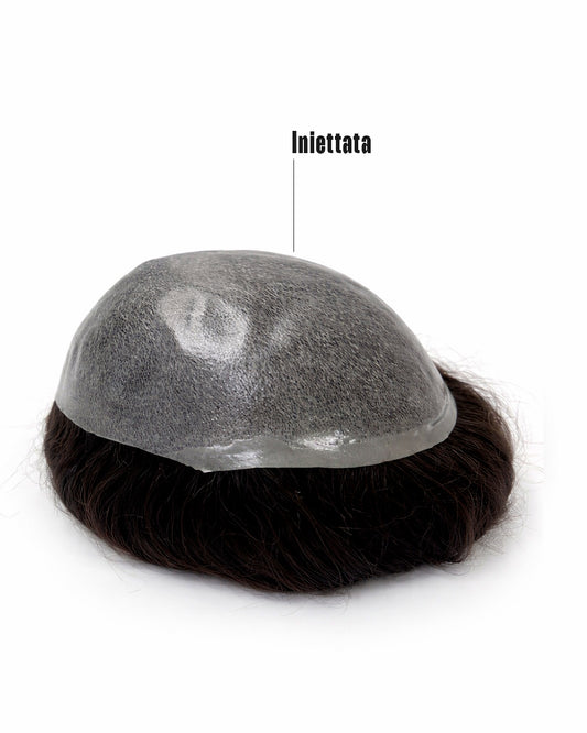 Sottile 0,06/0,08 mm - Protesi Uomo base in pelle Capelli Iniettati - Athens -   Capelli 100% Naturali